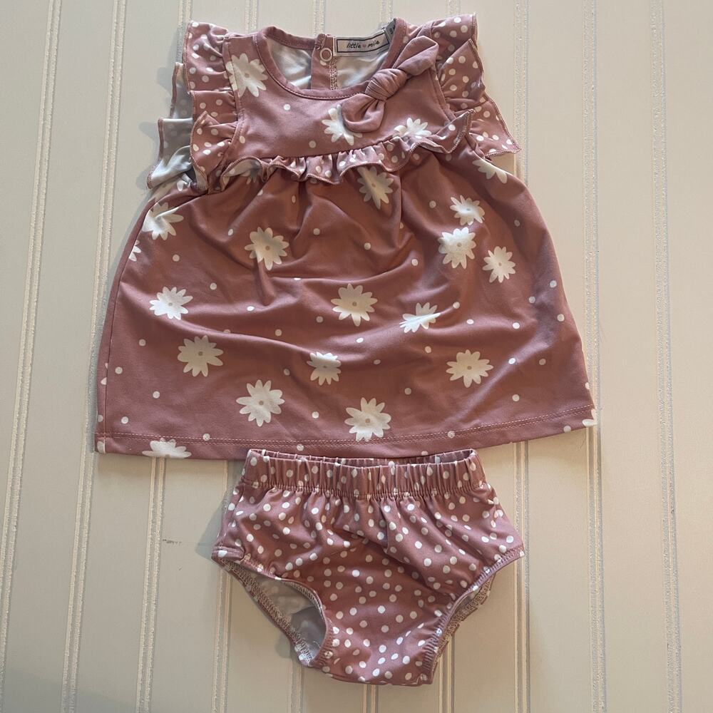Little Millie Floral Dress Bloomers Diaper Cover Mauve Size Baby Girls 3 Months